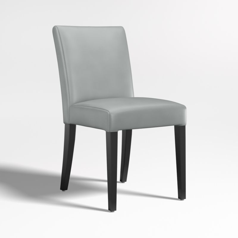 Lowe Pewter Grey Leather Dining Chair with Ebony Wood Legs
