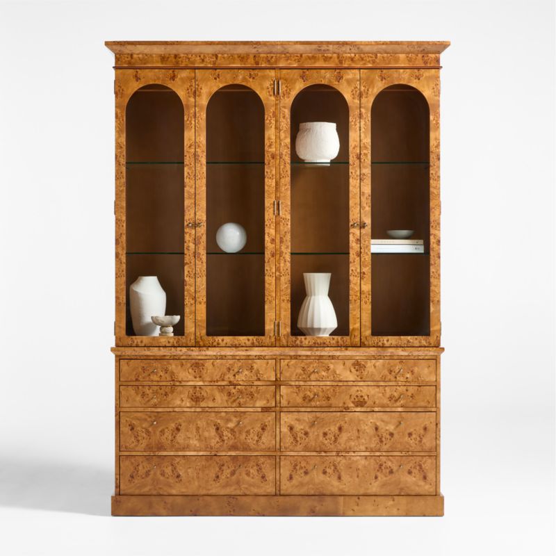Maison Burl Wood Display Storage Cabinet with Light