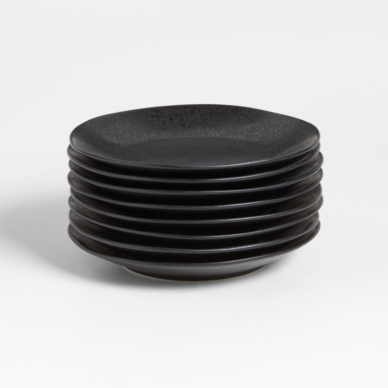Marin Matte Black Stoneware Salad Plates, Set of 8