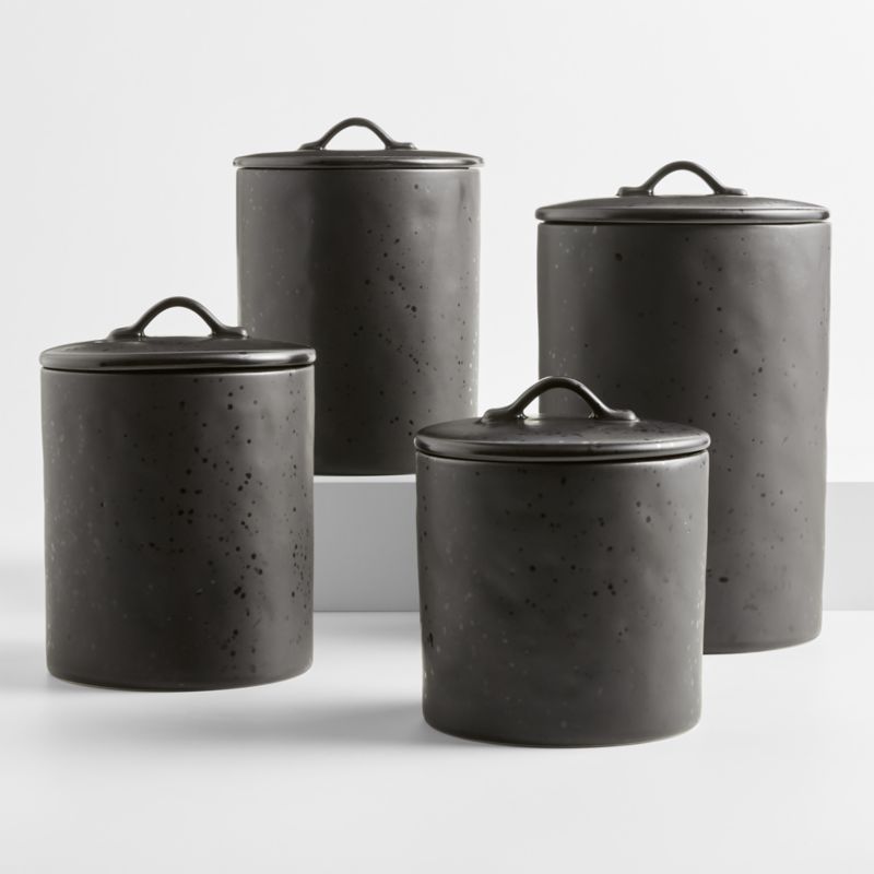 Craft Linen Cream Stoneware Canisters Set