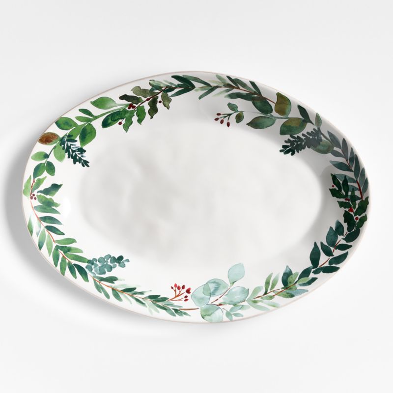 Marin Winter Botanical Stoneware Oval Platter