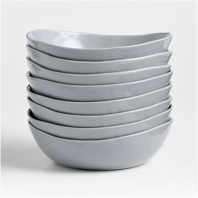 Mercer Grey Porcelain Low Bowls, Set of 8