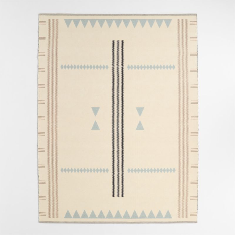 Mirror Pattern Mist Blue Chenille Kids Area Rug 8'x10'