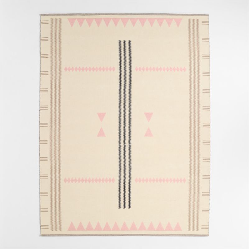 Mirror Pattern Elegant Pink Chenille Kids Area Rug 5'x8'