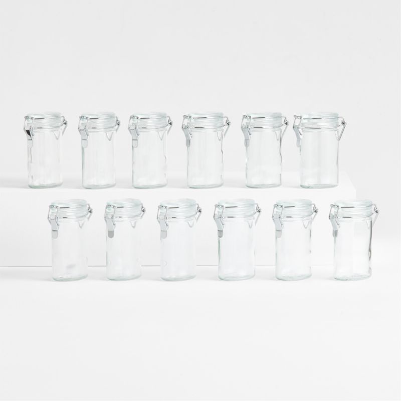 Mini Oval Spice-Herb Jars with Clamp Set of 12