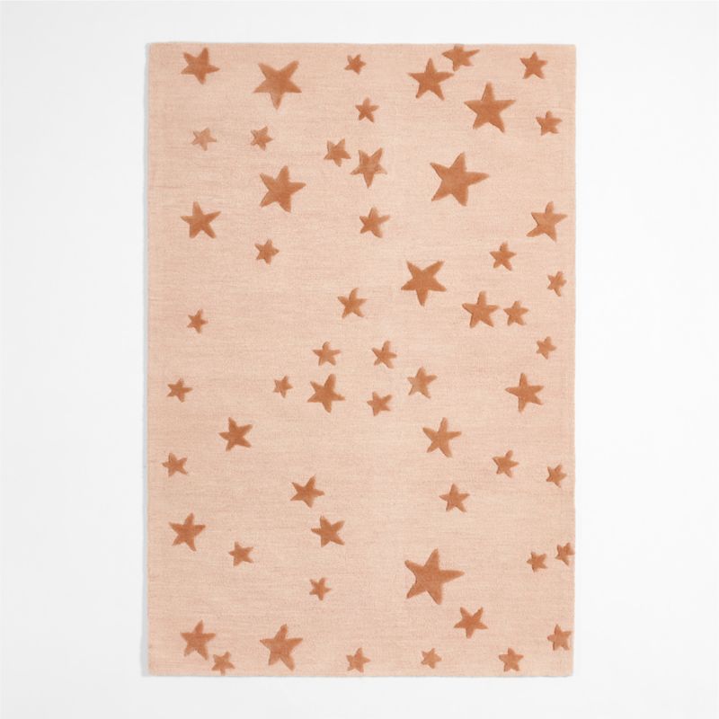 Modern Star Wool Elegant Pink Kids Area Rug 8'x10'