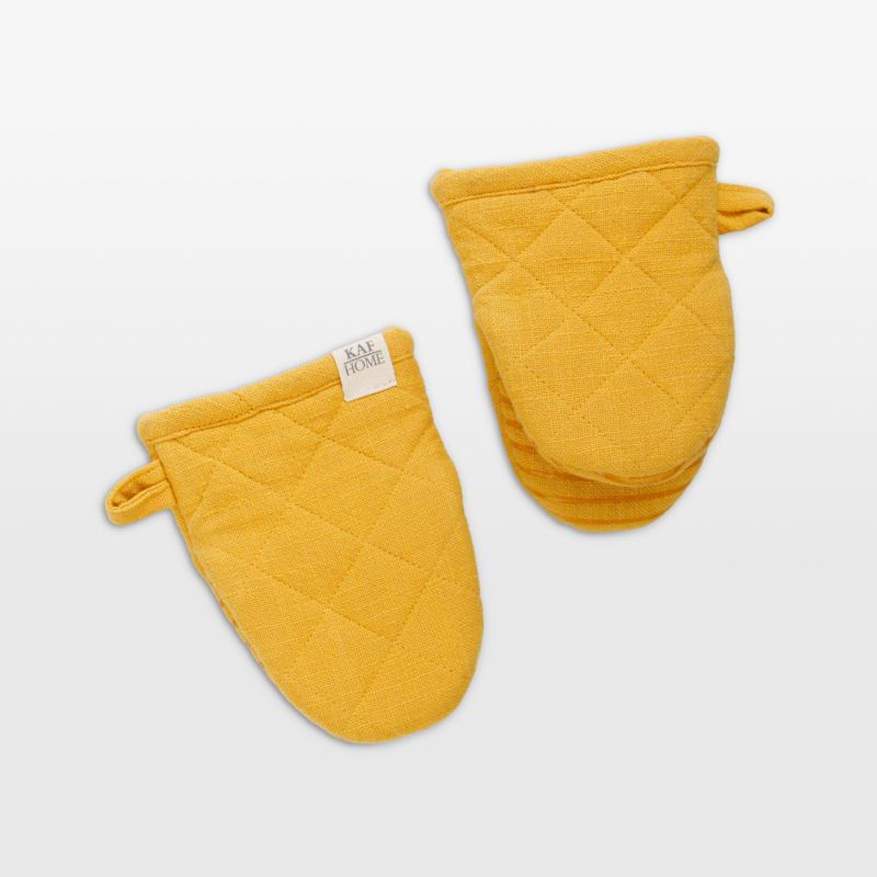 Monaco Ocher Cotton with Silicone grip Mini Mitt, Set of 2