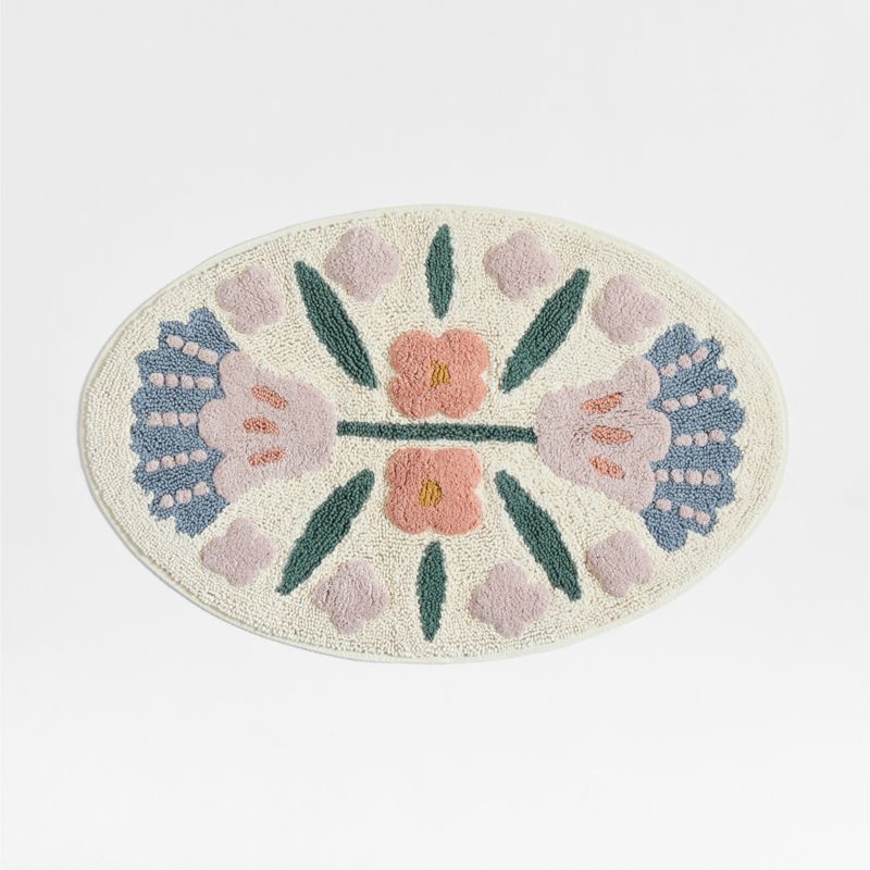 Marrakech Floral Border 100% Organic Cotton Kids Bath Mat