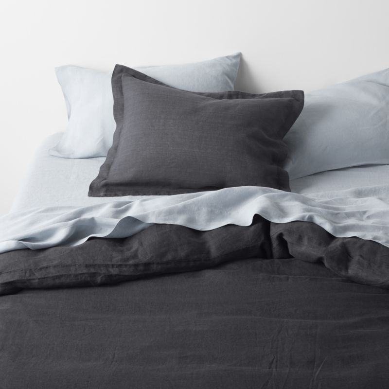 Aire Natural Hemp Midnight Navy Blue King Duvet Cover