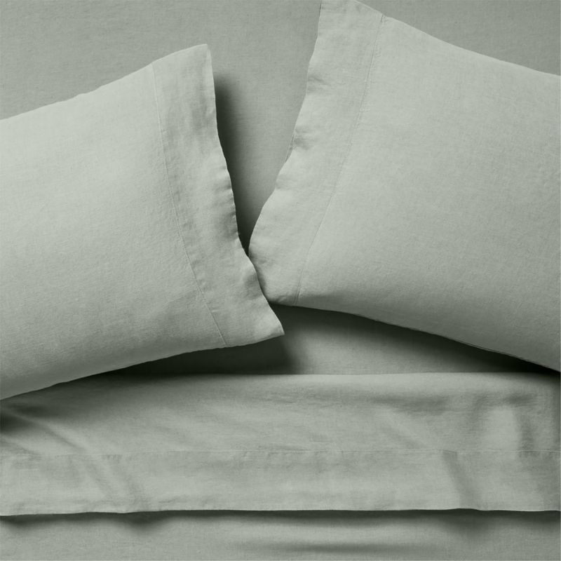 Aire Natural Hemp Shadow Sage Green King Bed Sheet Set