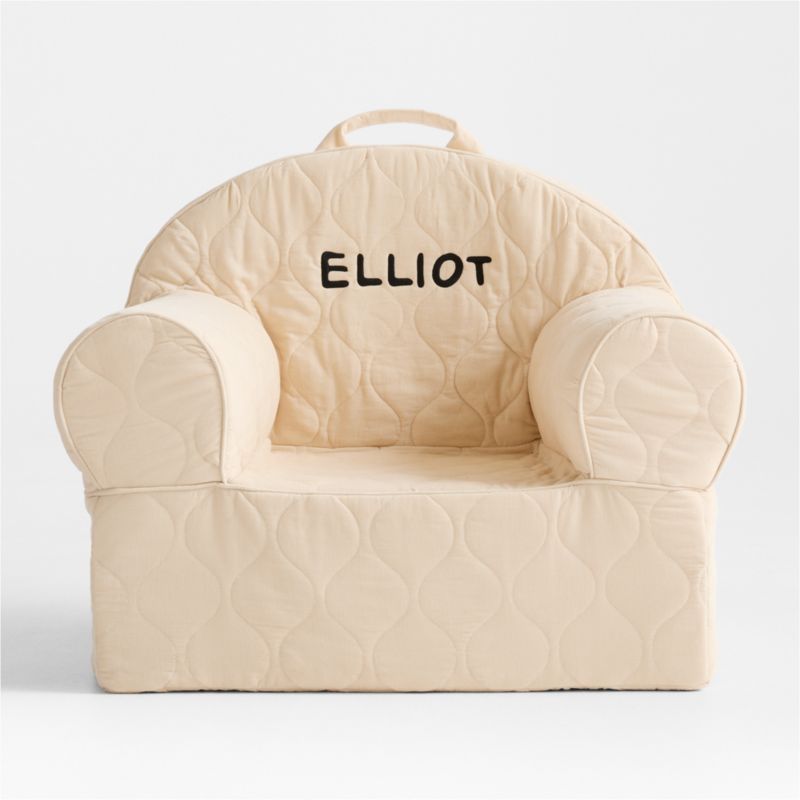 Large Oatmeal Organic Cotton Quilted Corduroy Kids Lounge Nod Chair