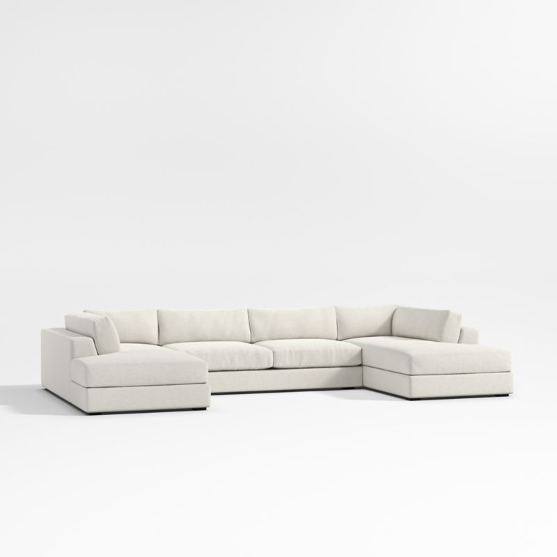 Oceanside Deep Low 3-Piece U-Shaped Sectional Sofa with Double Corner Bumper