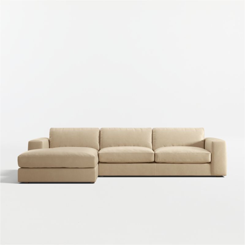 Oceanside Deep Low 2-Piece Leather Sectional Sofa with Chaise Lounge