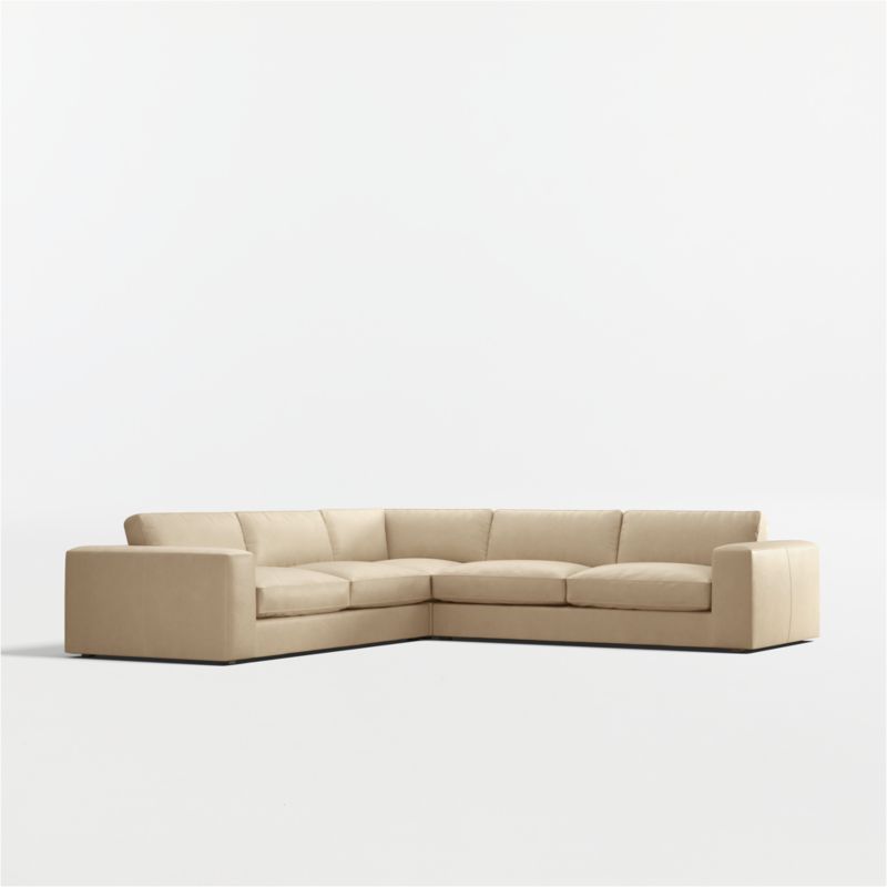 Oceanside Deep Low 3-Piece L-Shaped Leather Sectional Sofa