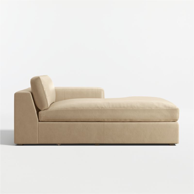 Oceanside Deep Leather Right-Arm Chaise Lounge Sectional Piece