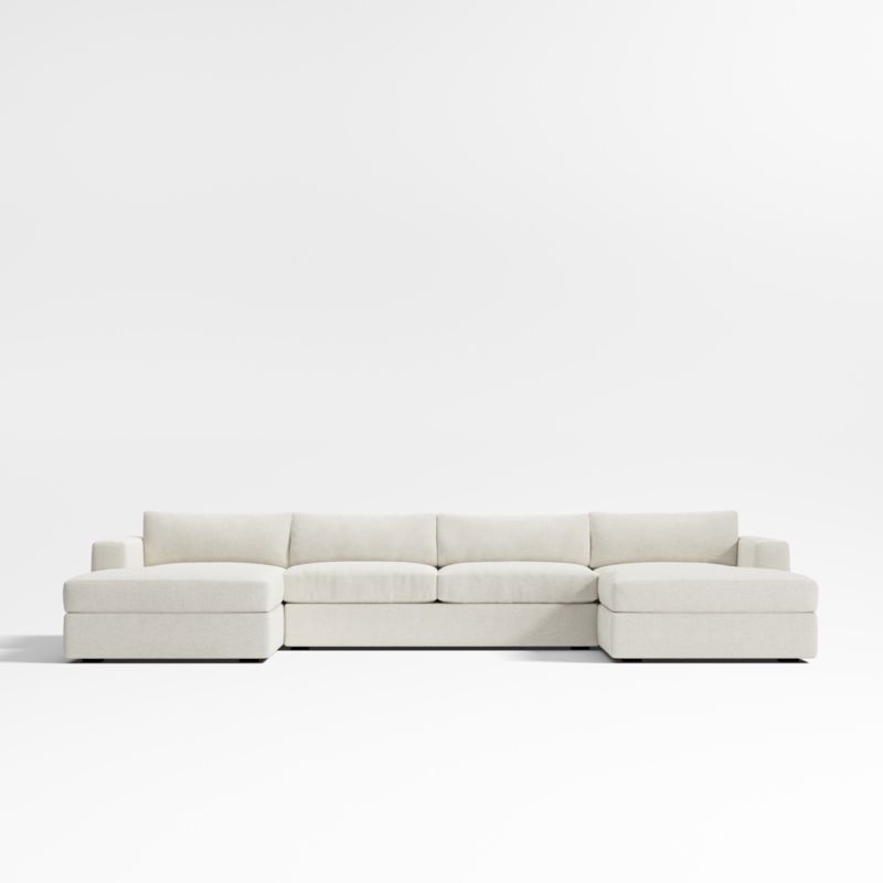 Oceanside Deep 3-Piece U-Shaped Sectional Sofa with Double Chaise Lounge