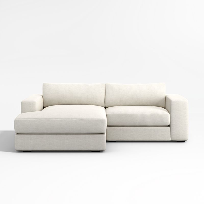 Oceanside Deep Low 2-Piece Small Space Sectional Sofa with Chaise Lounge