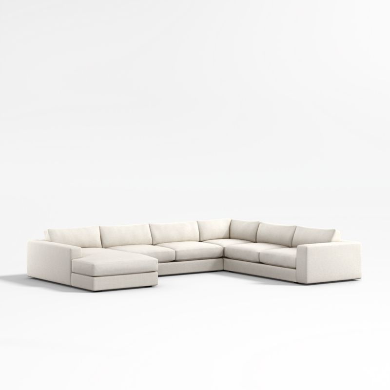 Oceanside Deep Low 4-Piece L-Shaped Sectional Sofa with Chaise Lounge