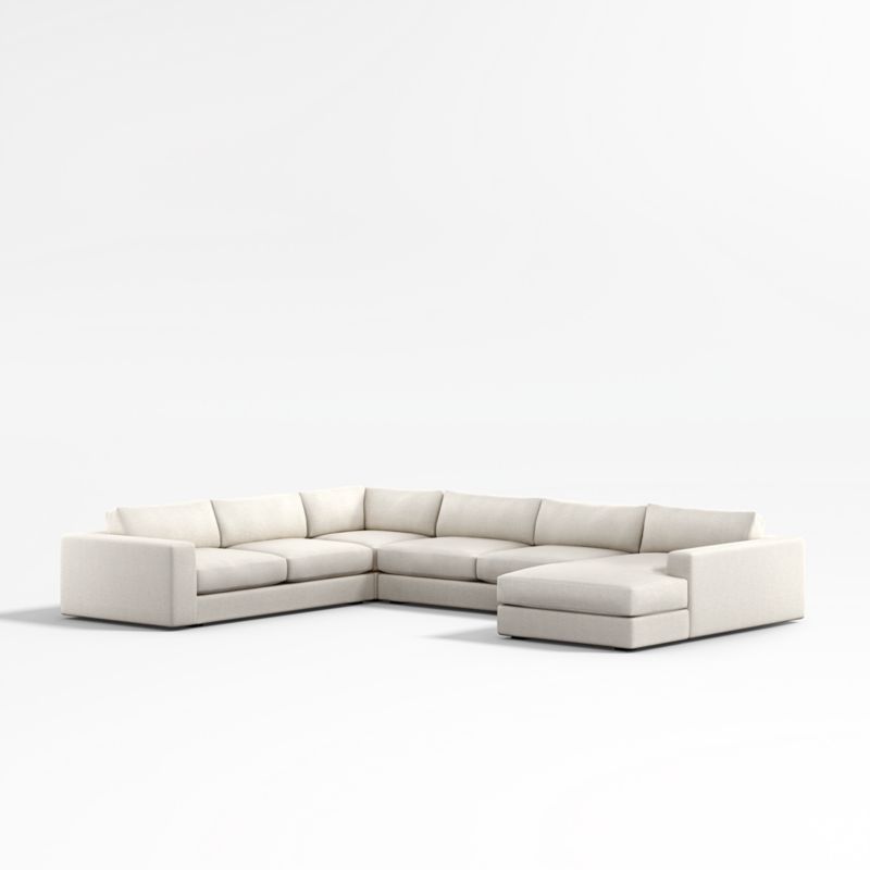 Oceanside Deep Low 4-Piece L-Shaped Sectional Sofa with Chaise Lounge