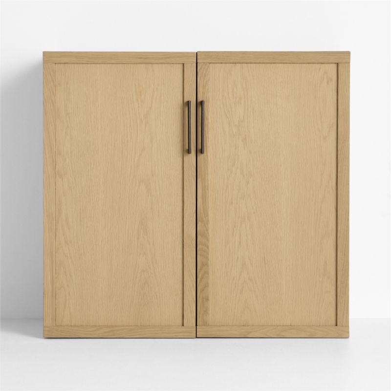 Oliver Modular Natural Oak Wood Kids Bookcase with Doors