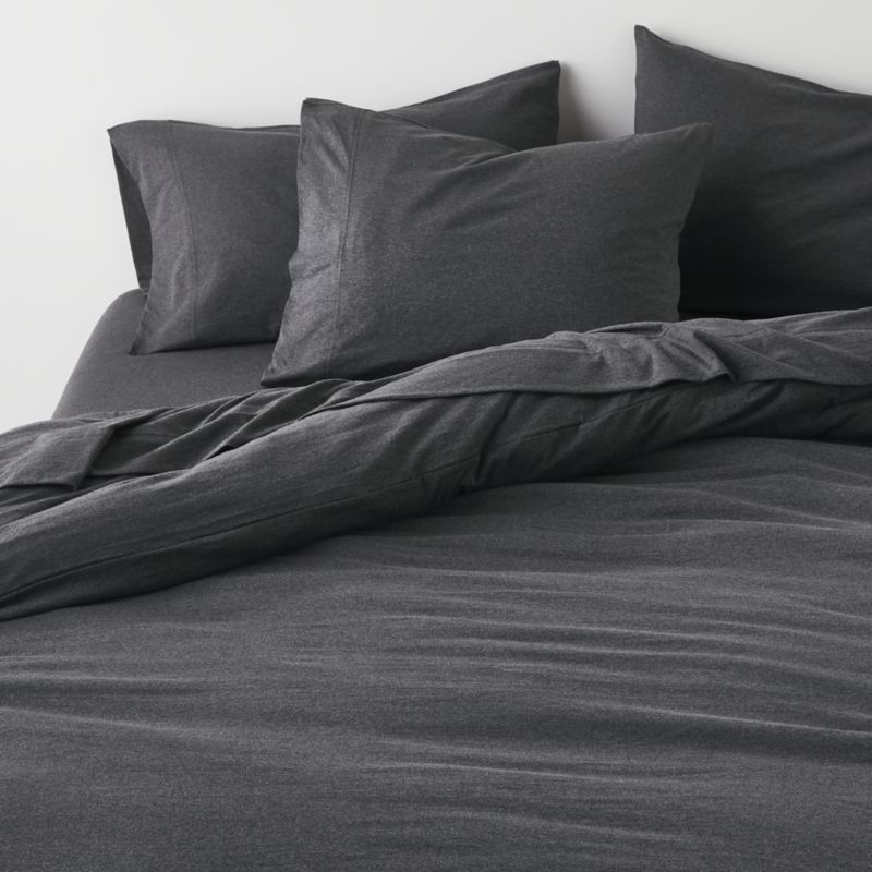 Cozysoft Organic Cotton Jersey Charcoal Grey Full/Queen Duvet Cover