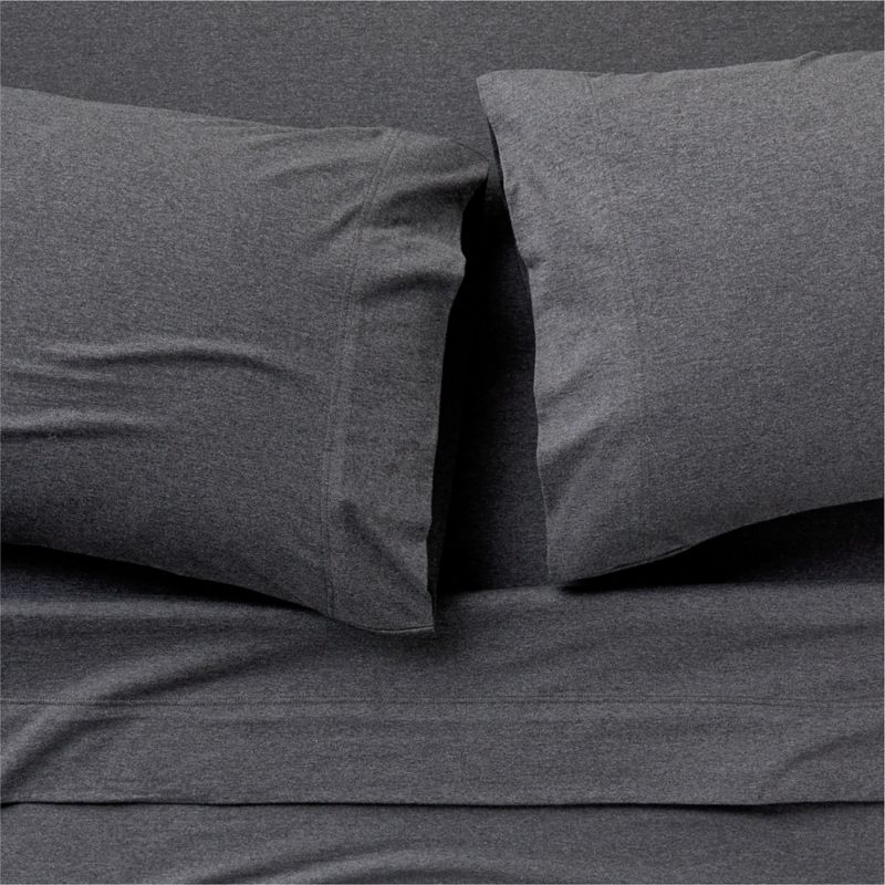 Cozysoft Organic Cotton Jersey Charcoal Grey Full Bed Sheet Set