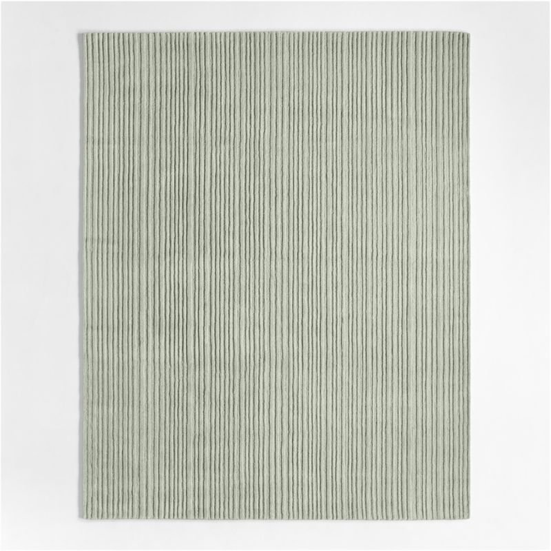 Paloma Textured Stripe Pine Green Kids Wool Area Rug 8'x10'