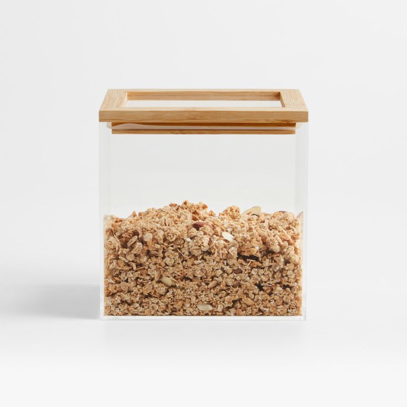 Small Rectangular Acrylic Pantry & Drawer Food Storage Container with Bamboo Lid