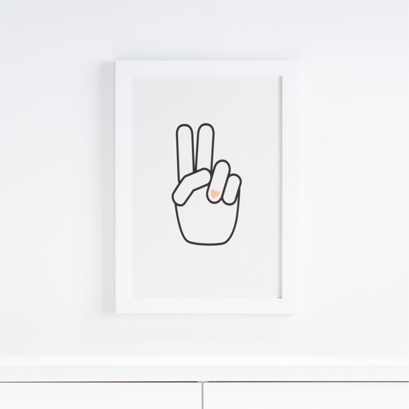 Peace Hand Heart Framed Wall Art Print