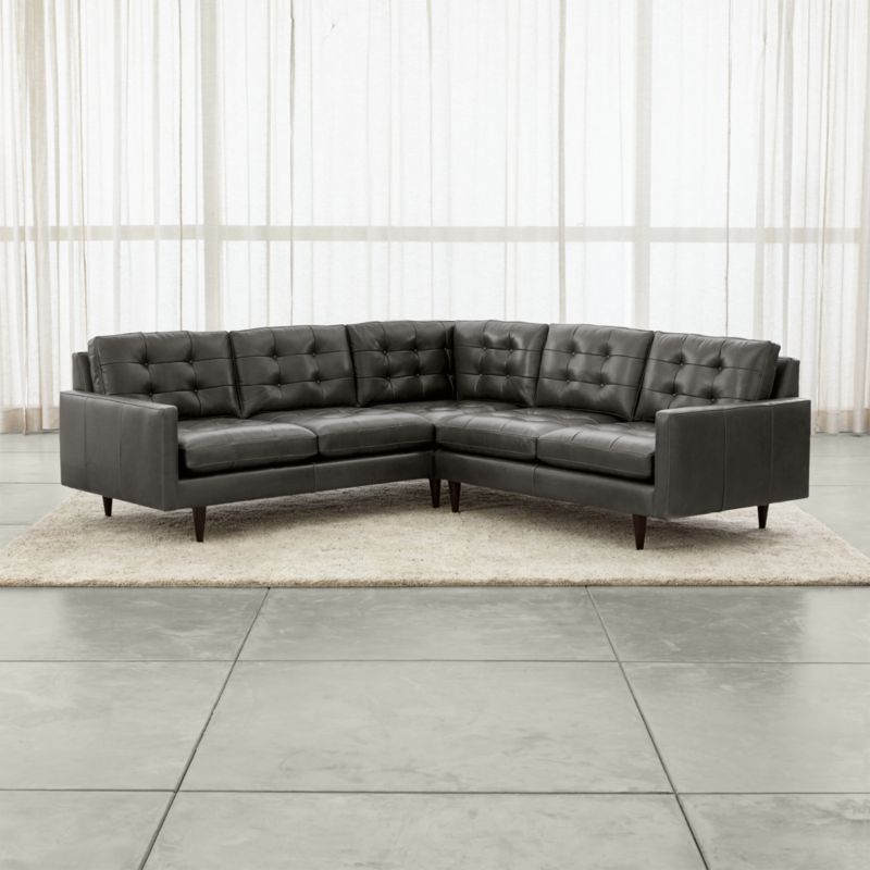 Petrie 2-Piece L-Shaped Leather Midcentury Sectional Sofa