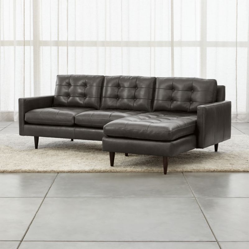 Petrie 2-Piece Leather Midcentury Sectional Sofa with Chaise Lounge