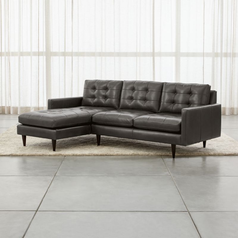 Petrie 2-Piece Leather Midcentury Sectional Sofa with Chaise Lounge