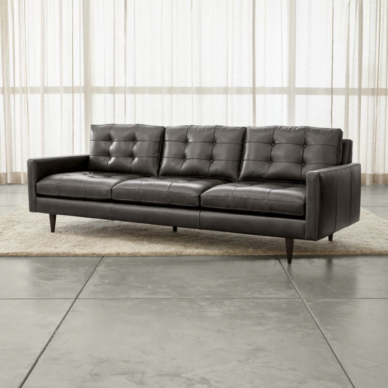Petrie Leather 100 Grande Midcentury Sofa