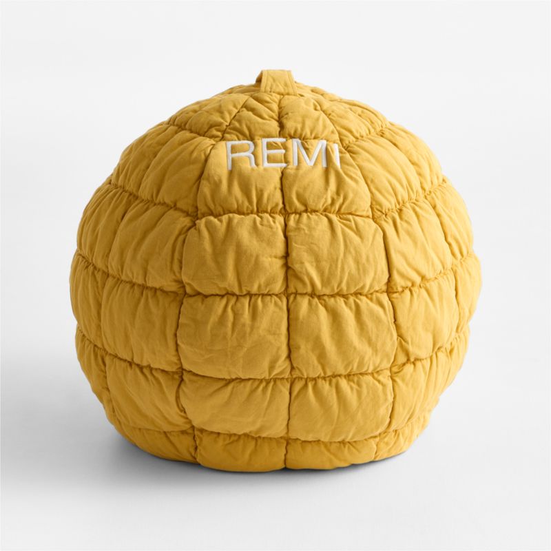 Savannah Yellow Small 30" Organic Cotton Kids Puffy Bean Bag Chair