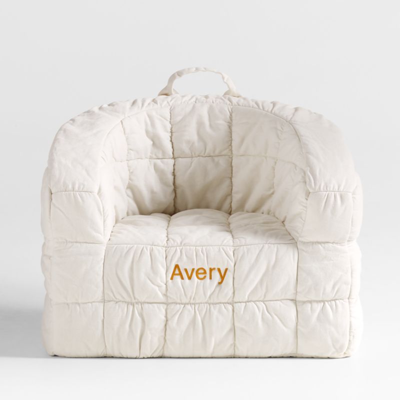 Large Stone Tan Organic Cotton Kids Puffy Lounge Barrel Chair