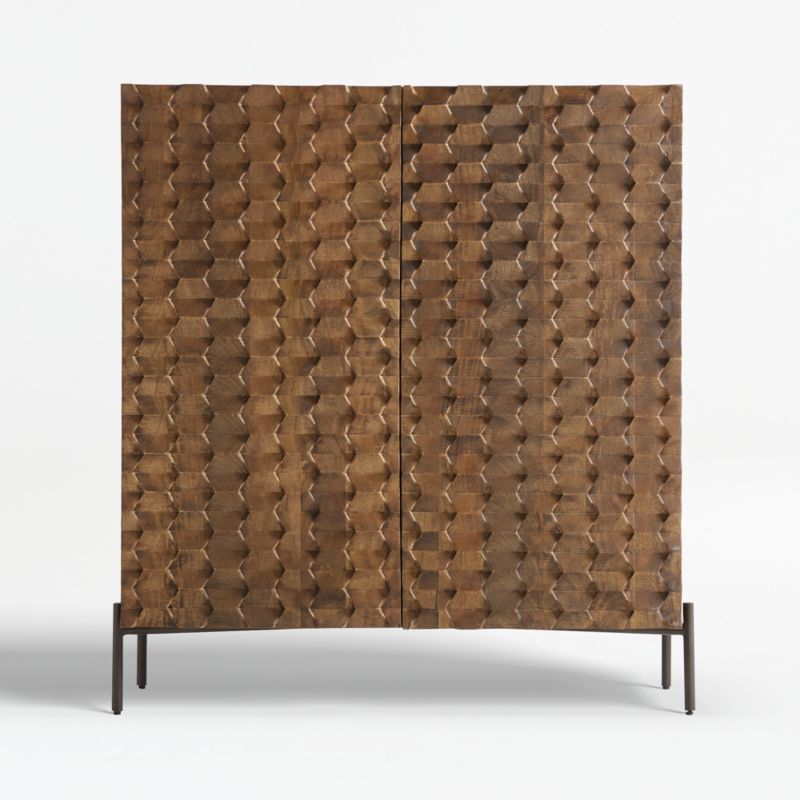 Raffael 39" Carved Wood Bar Cabinet with Storage