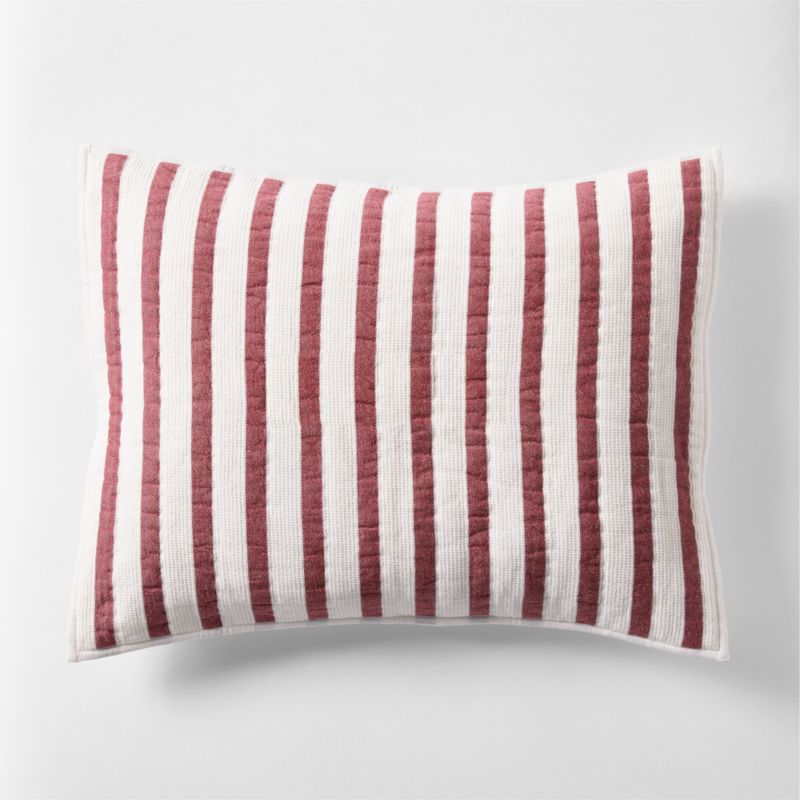 Red Striped Waffle Weave Organic Cotton Kids Pillow Sham