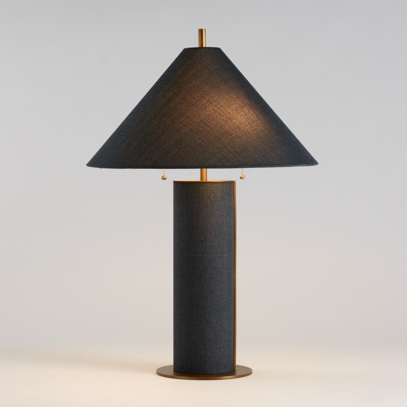 Remi Blue Linen Table Lamp 31.7"