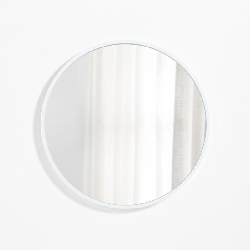Finn White Wood 31" Round Wall Mirror