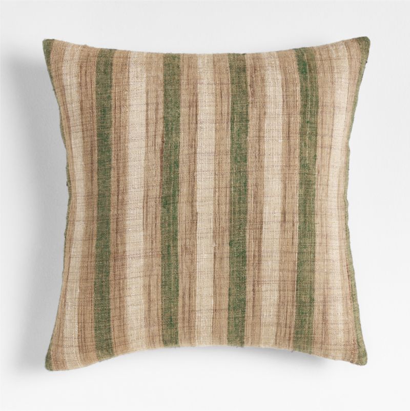 Washed Cotton 23x23 Olive Green Floral Reversible Hand Printed Throw Pillow Cover