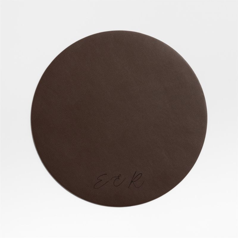 Rizzo Textured Easy Care Faux Leather Deep Brown Round Placemat