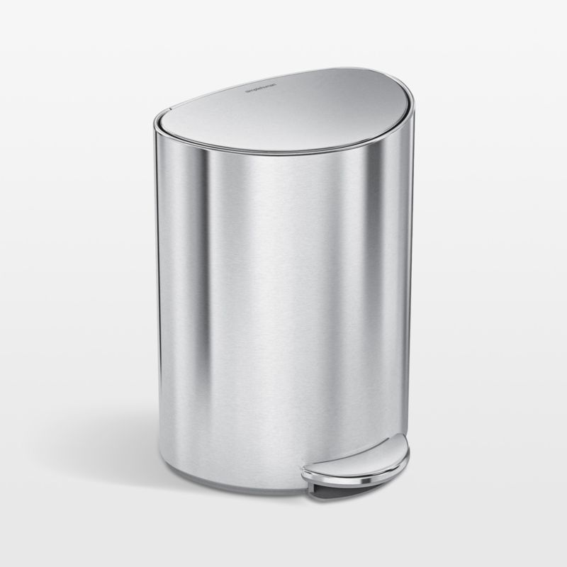 Simplehuman ® 6-Liter Brushed Stainless Steel Semi-Round Step Trash Can