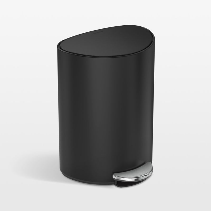Simplehuman ® 6-Liter Matte Black Steel Semi-Round Step Trash Can