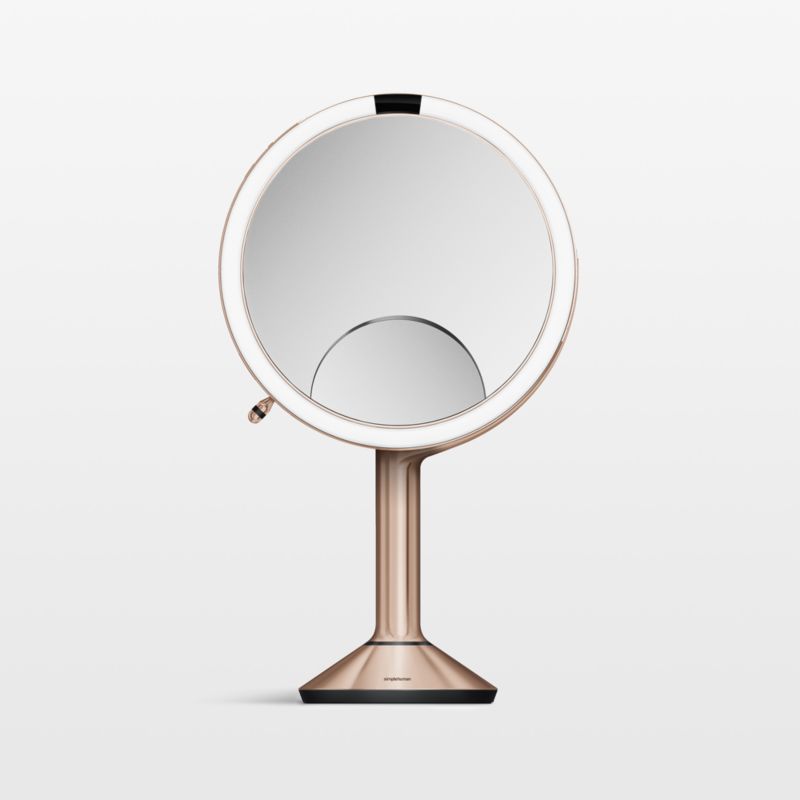 Simplehuman 8" Sensor Mirror, Trio Magnification & Adjustable Brightness, Rose Gold Steel