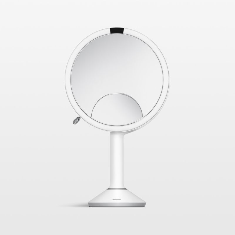 Simplehuman 8" Sensor Mirror, Trio Magnification & Adjustable Brightness, White Steel