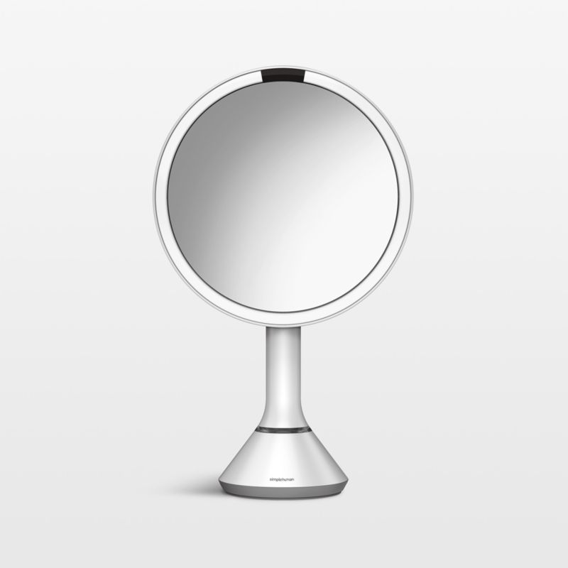 Simplehuman 8" Sensor Mirror, 5x Magnification & Adjustable Brightness, White Steel