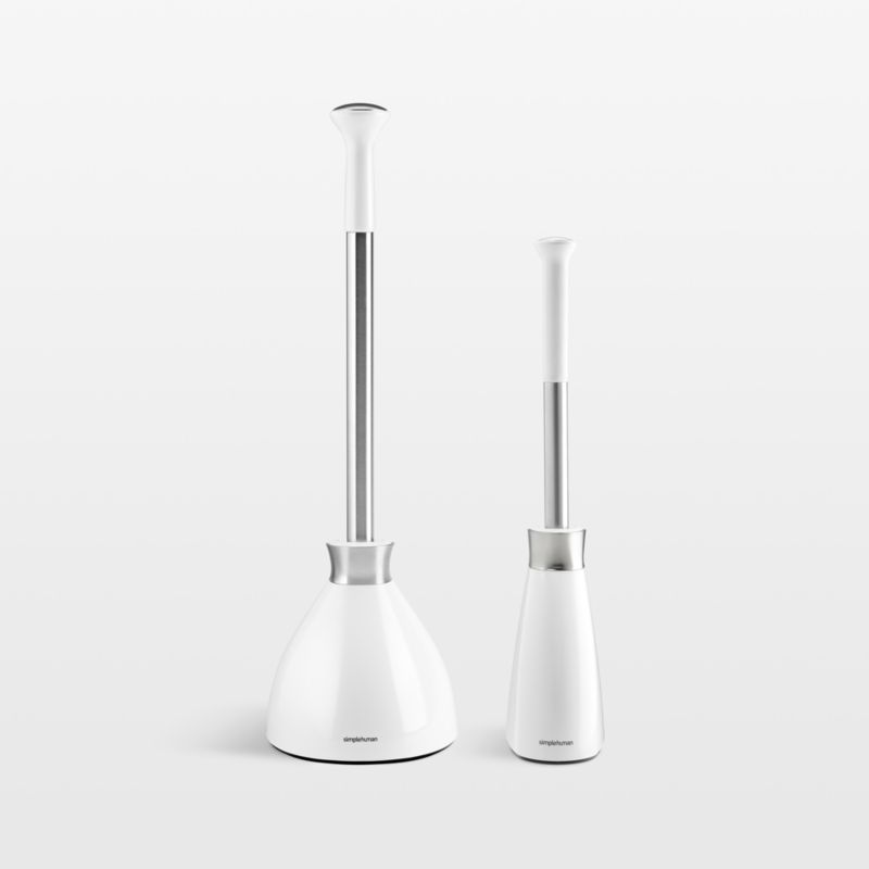 Simplehuman Toilet Brush and Plunger Set, White Steel