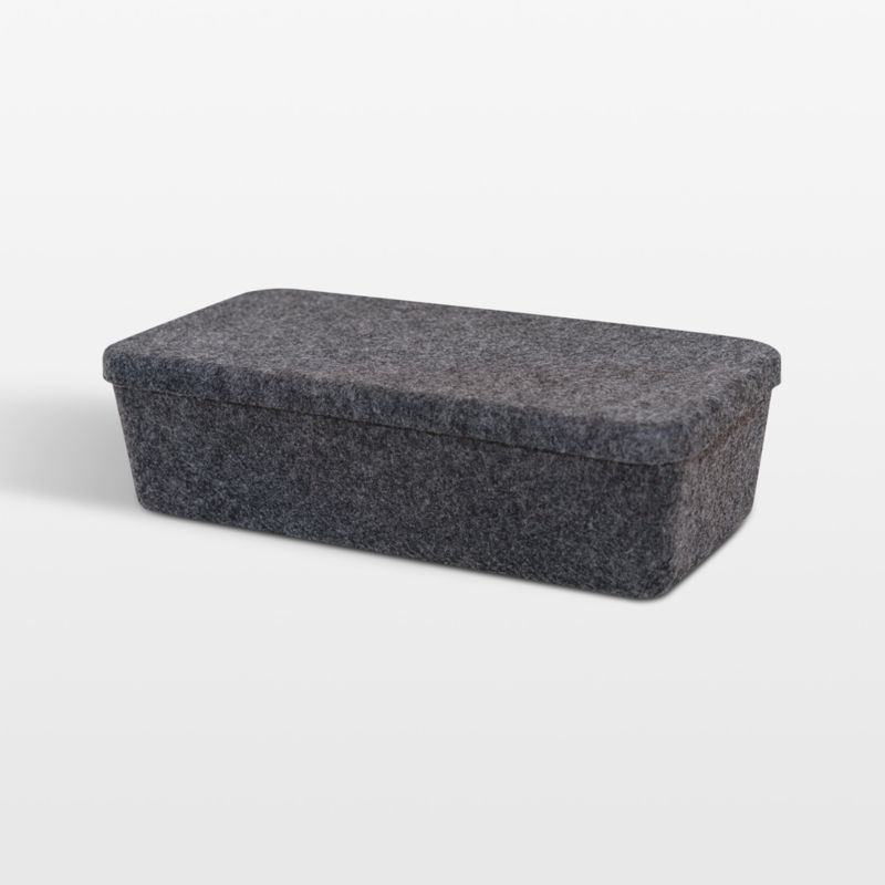 SortJoy Long Carbon Sculpted Storage Bin with Lid, Set of 3