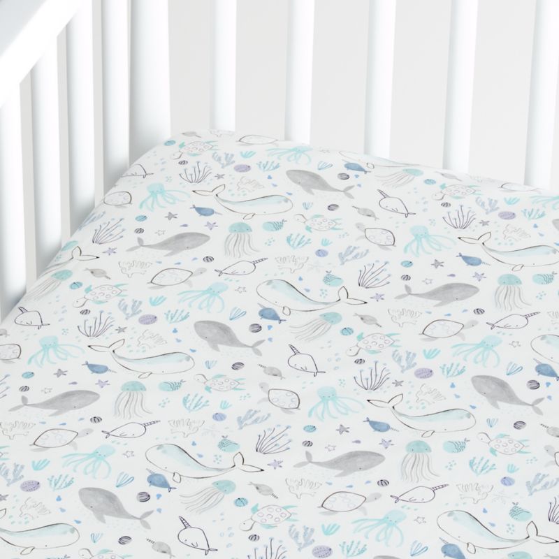 Stay Cool Sea 100% Organic Cotton Baby Crib Fitted Sheet