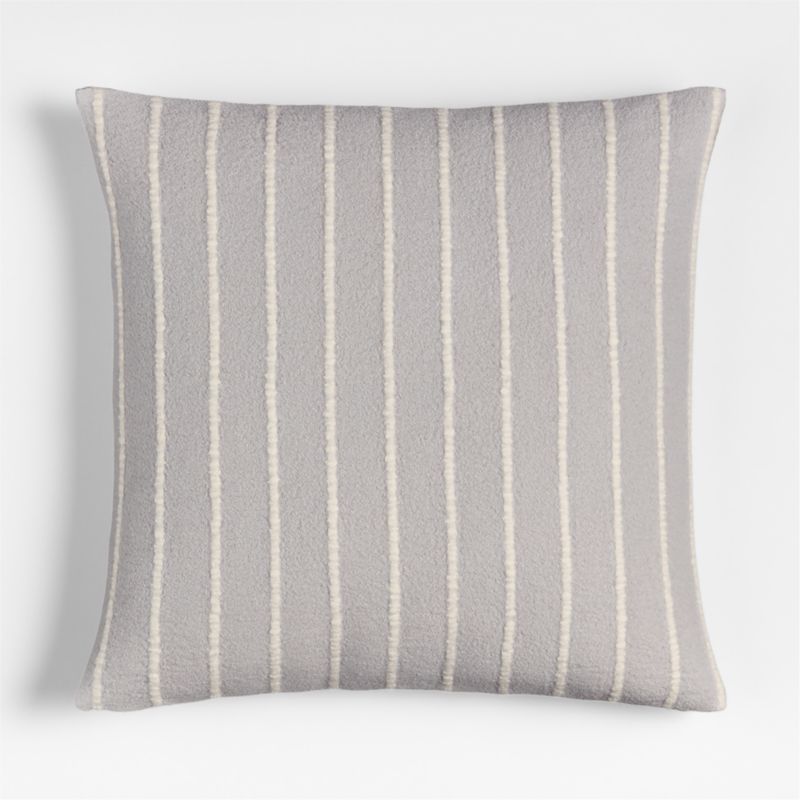 Selma Wool Blend Stripe 23"x23" Light Grey Throw Pillow with Down-Alternative Insert